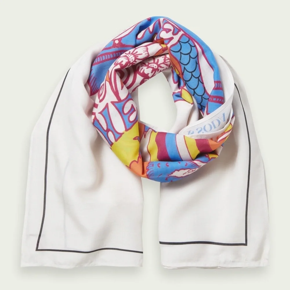Scotch & Soda Vondelpark Artwork Graphic Printed Scarf O/S Amsterdam Artsy Music